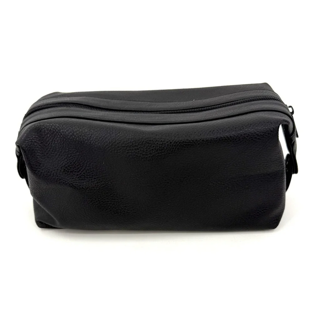 Calvin Klein Black Dop Kit Toiletry Bag Cosmetic Case Travel Pebble Faux 5